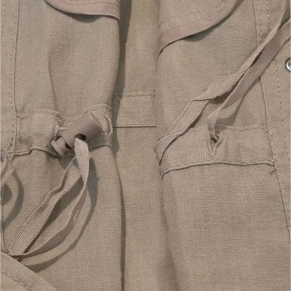 London Jean Toupe 100% Linen Hooded Utility Jacket Size XS
